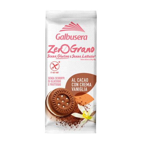 Galbusera ZeroGrano Cocoa Biscuits with Vanilla Cream (Gluten-Free &amp; Lactose-Free)