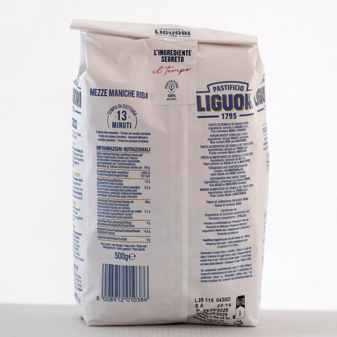 Liguori Mezze Maniche Rigate – Pasta di Gragnano IGP (500g)