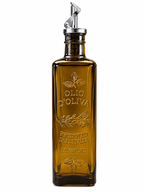 Italian Olive Oil Glass Dispenser Bottle with Pour Spout – 18 oz