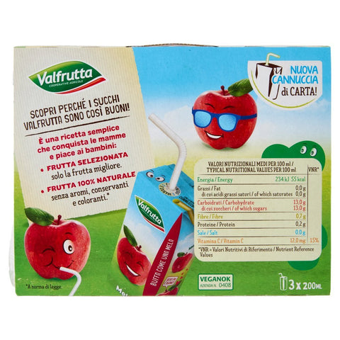 Valfrutta Mela Italiana (Italian Apple Juice) 3 pack