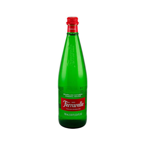 Ferrarelle Italian Sparkling Natural Mineral Water – 12 × 750mL Glass Bottles